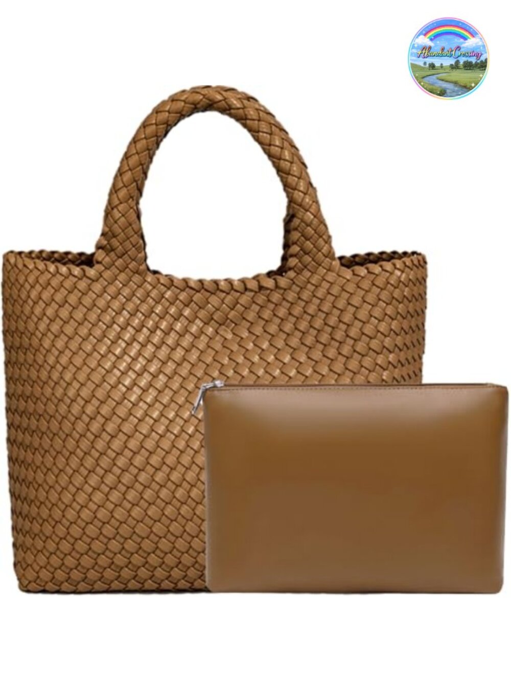 Vegan Leather Woven Tote Bag Large Capacity Shoulder Handbag
